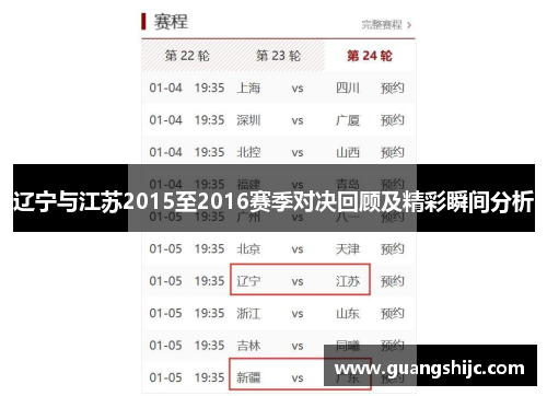 辽宁与江苏2015至2016赛季对决回顾及精彩瞬间分析